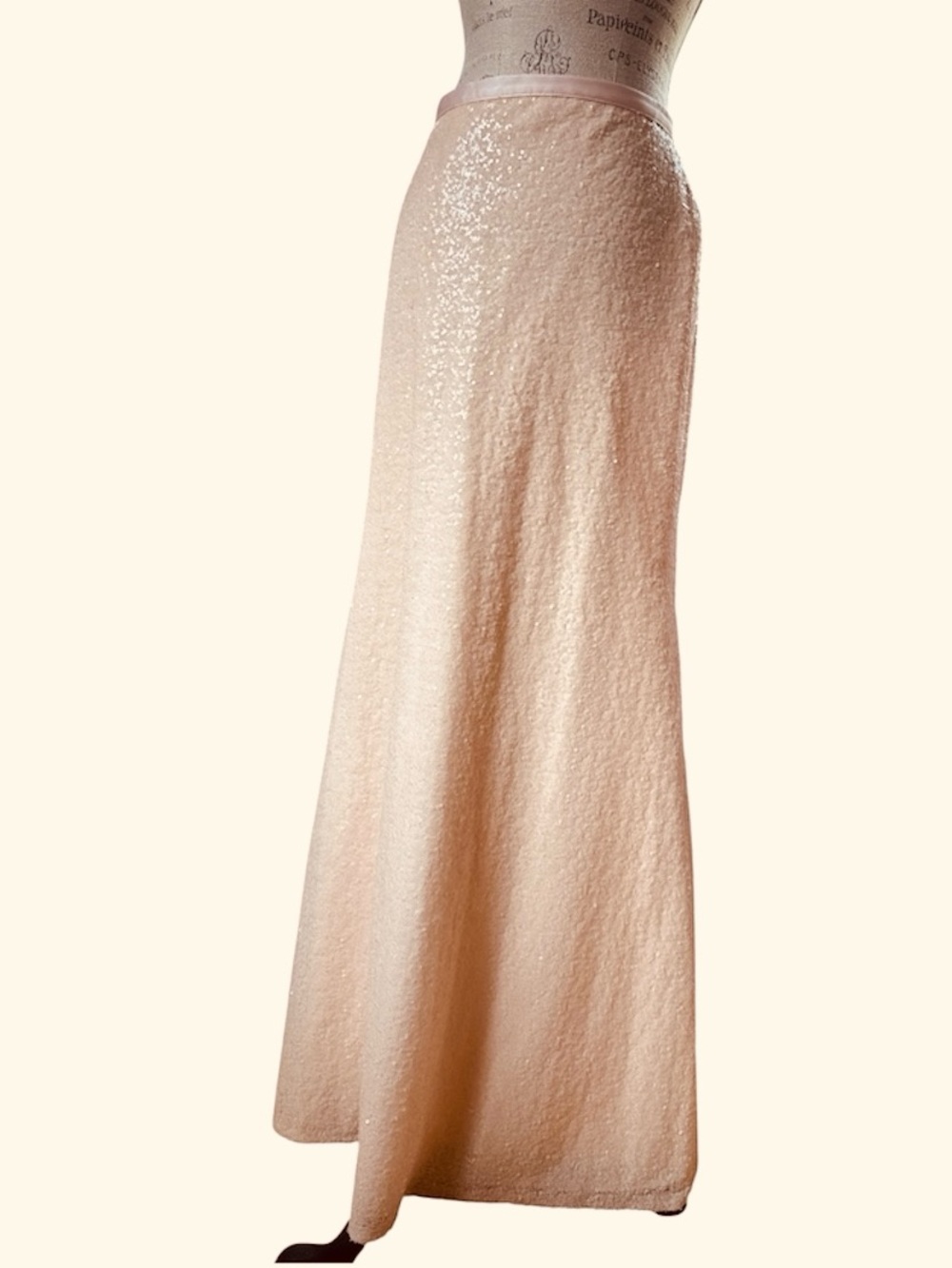 Allure Light pink fully sequined ballroom full maxi skirt S/M